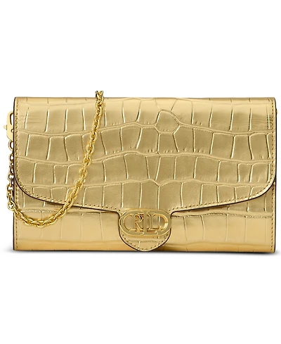 Lauren Ralph Adair Croc-Embossed Leather Small Crossbody