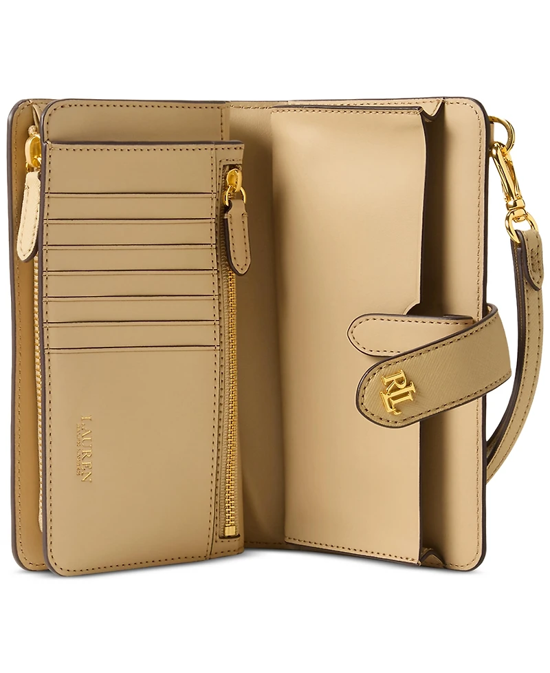 Lauren Ralph Crosshatch Leather Tech Wristlet