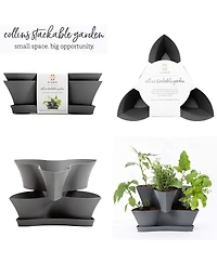 Bloem Collins Modular 2-Tier Multi-Level Vertical Herb Planter, Charcoal
