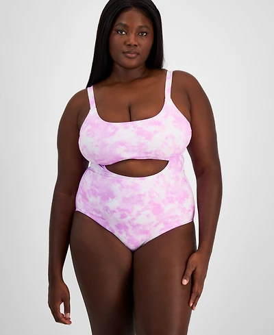 Salt + Cove Trendy Plus Tie-Dye Cutout One-Piece Swimsuit, Created for Macy's