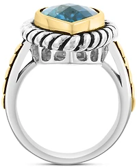 Effy London Blue Topaz Rope Framed Pear Ring (6-1/2 ct. t.w.) in Sterling Silver & 14k Gold-Plate