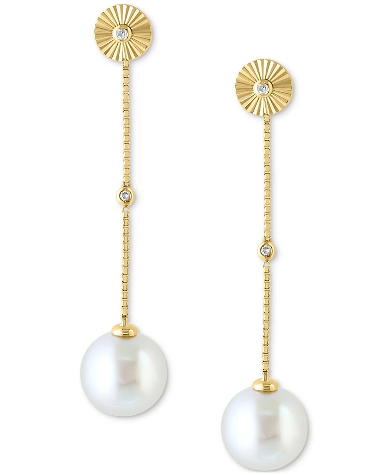 Effy Cultured Freshwater Pearl (7.5MM) & Diamond Accent Drop Earrings in 14k Yellow Gold