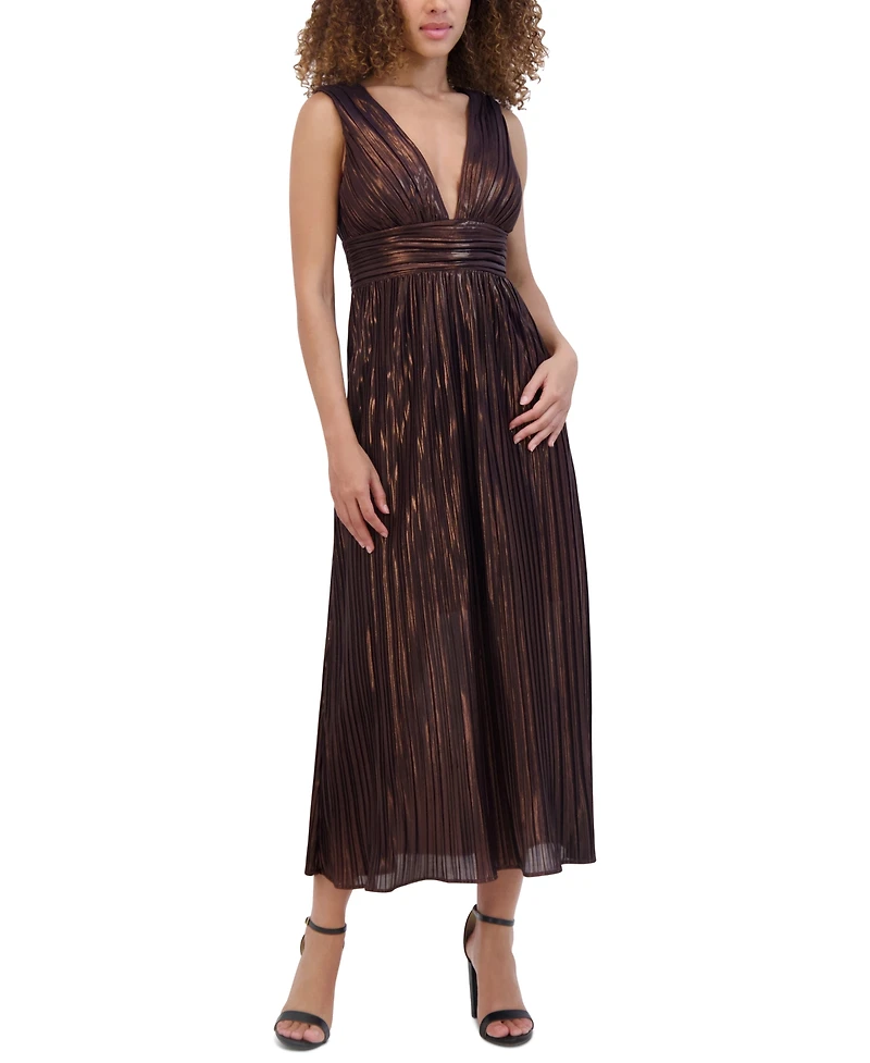 Siena Women's Metallic Pleated Midi Dress