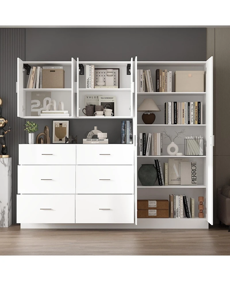 Famapy White 6 Doors 6 Drawers Storage Cabinet