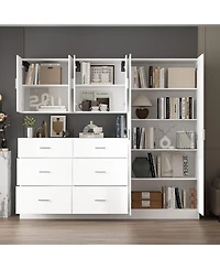 Famapy White 6 Doors 6 Drawers Storage Cabinet