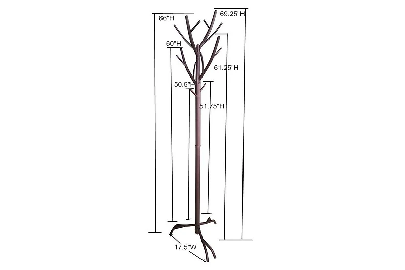 Kings Brand Furniture - Metal Hall Tree Freestanding Coat & Hat Rack with Branches, Bronze