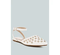 Chalcis Metallic Eyelet Detail Flat Sandals