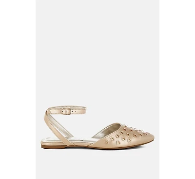 Chalcis Metallic Eyelet Detail Flat Sandals