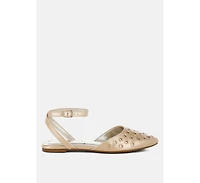 Chalcis Metallic Eyelet Detail Flat Sandals
