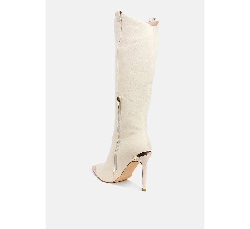 Ridda Metallic Cap Toe Denim Boots