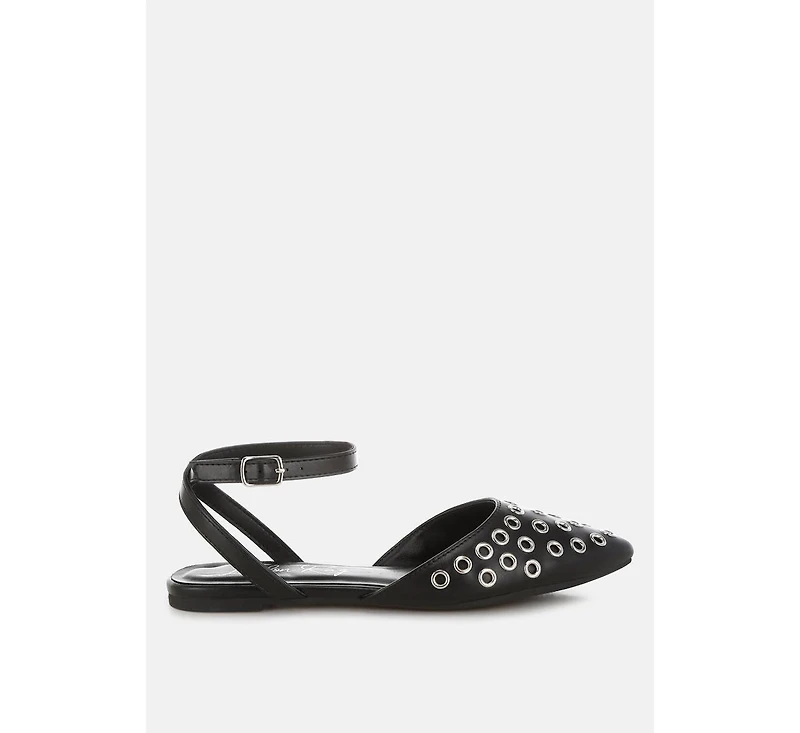 Chalcis Metallic Eyelet Detail Flat Sandals