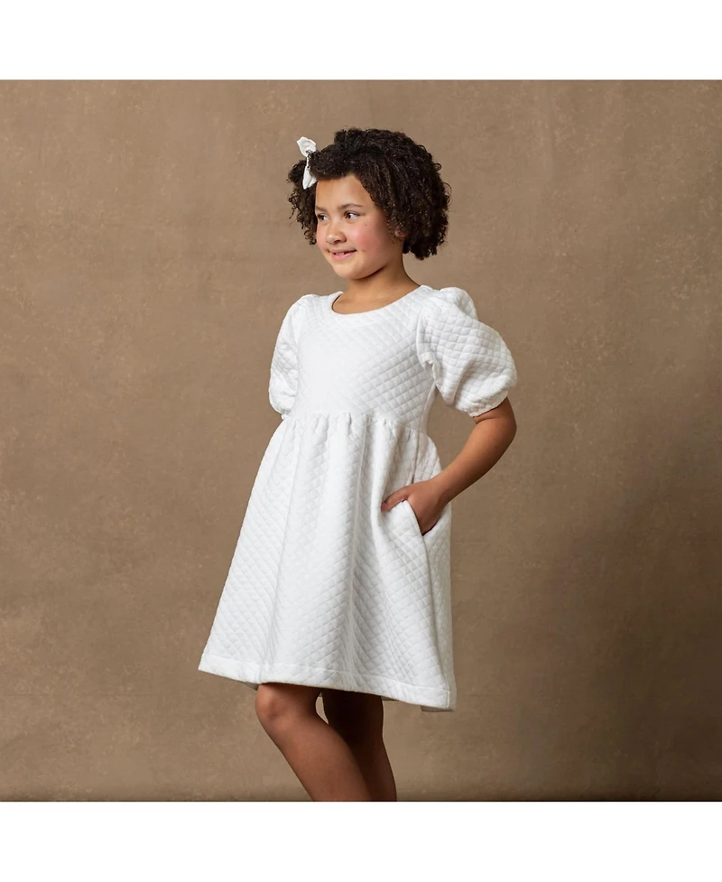 Hope & Henry Toddler Girls Quilted Puff Sleeve Dress