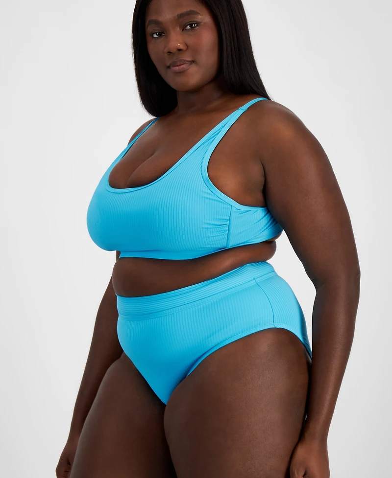 Salt + Cove Trendy Plus Banded High-Waist Bikini Bottoms, Created for Macy's