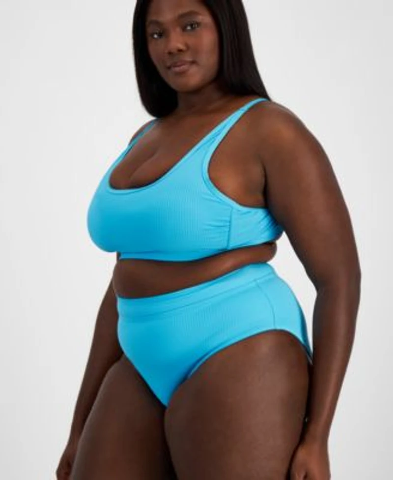 Salt Cove Plus Trendy Plus Size Ribbed Tie Back Bikini Toplette Bottoms Created For Macys
