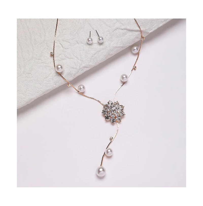 Sohi Women's Floral Drop Negligee Necklace