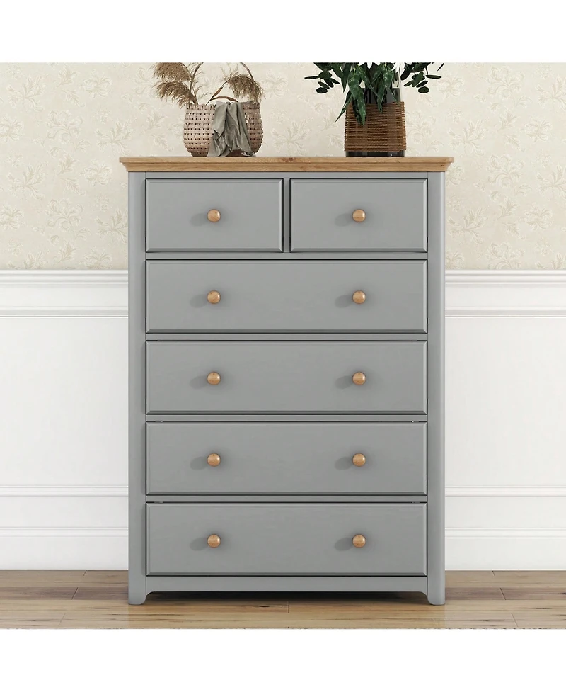 gaomon Wooden Chest With 6 Drawers Wood Rustic Tall Chset Storage Cabinet Dressers Organizer For Bedroom Hallway Living Room