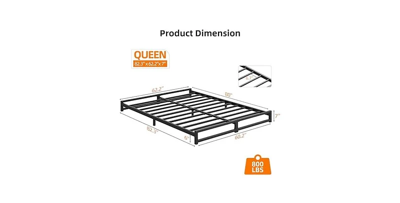 gaomon Queen Size Metal Platform Bed Frame with Steel Slat Support