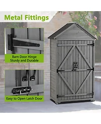 Slickblue Outdoor Storage Cabinet – Wooden Garden Tool Shed with Shelves and Latch for Yard