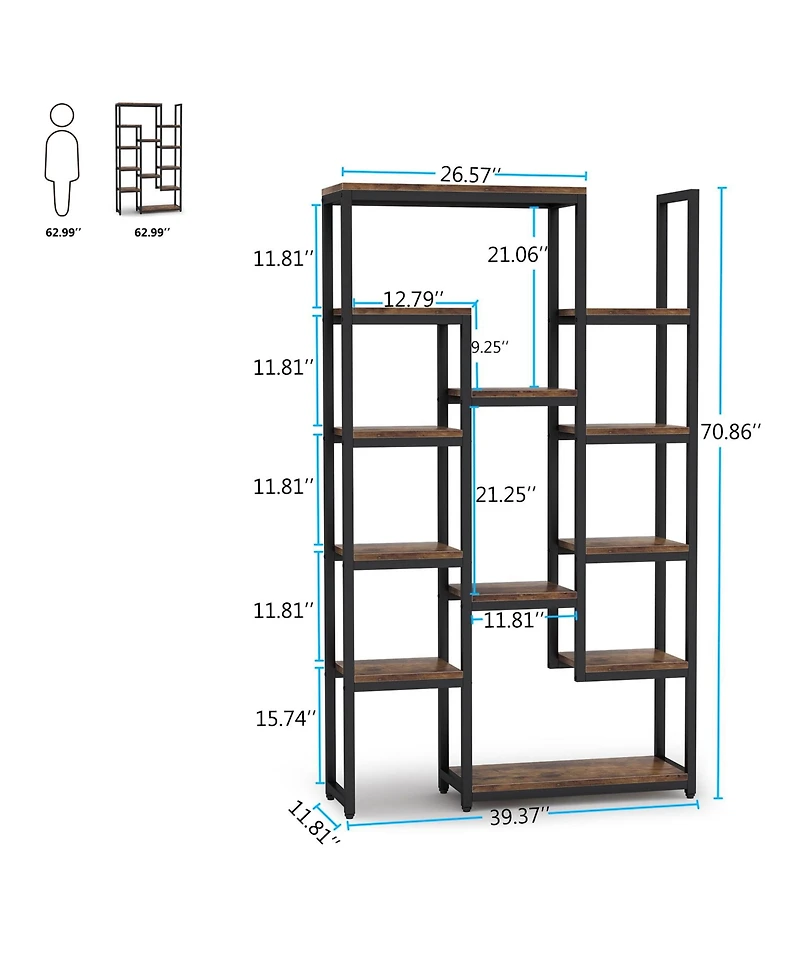 Tribesigns 12-Shelf Display Shelves Book Storage Organizer,6-Tier Bookshelf 70.9 inch Tall Bookcase