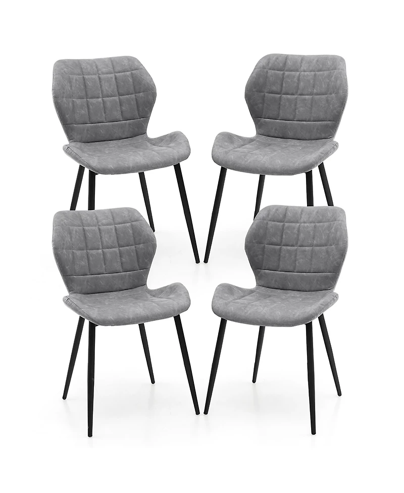 Gymax Dining Chairs Set of 4 w/ Padded Back Metal Legs & 2 Adjustable Foot Pads