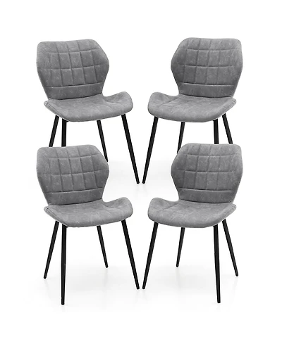 Gymax Dining Chairs Set of 4 w/ Padded Back Metal Legs & 2 Adjustable Foot Pads