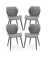 Gymax Dining Chairs Set of 4 w/ Padded Back Metal Legs & 2 Adjustable Foot Pads