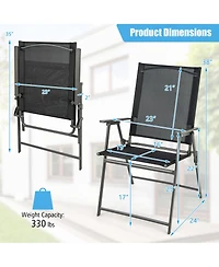 Gymax 4PCS Patio Portable Metal Folding Chairs Dining Chair Set Poolside Garden