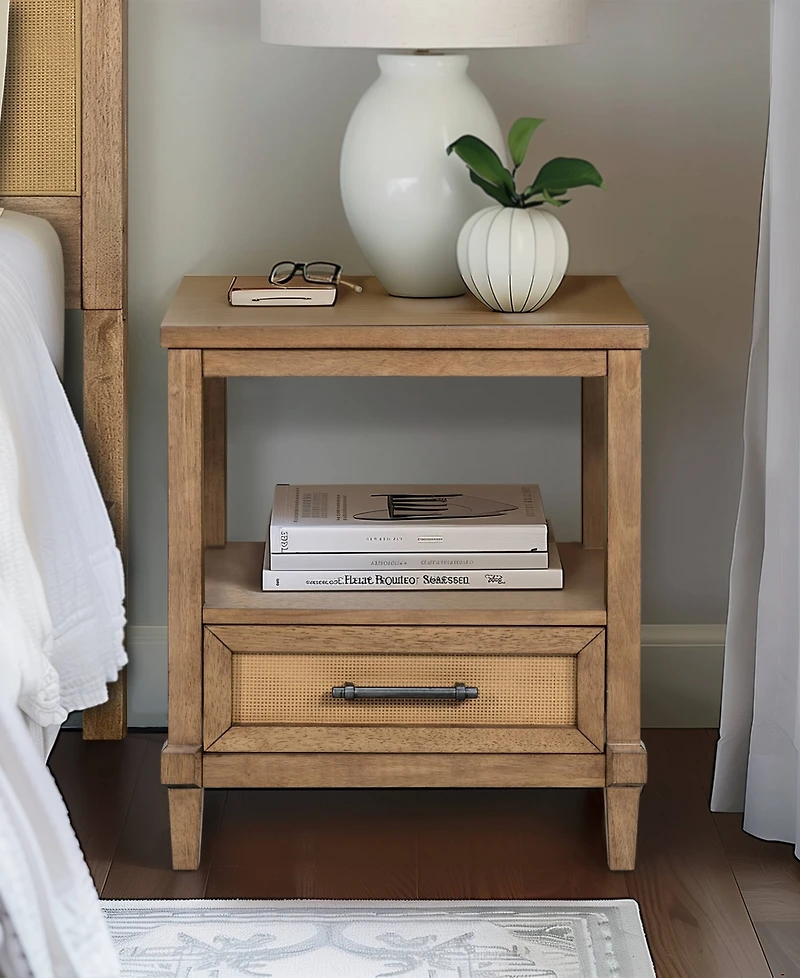 Martha Stewart Collection 22" Wood Salina Wide Woven Cane Nightstand