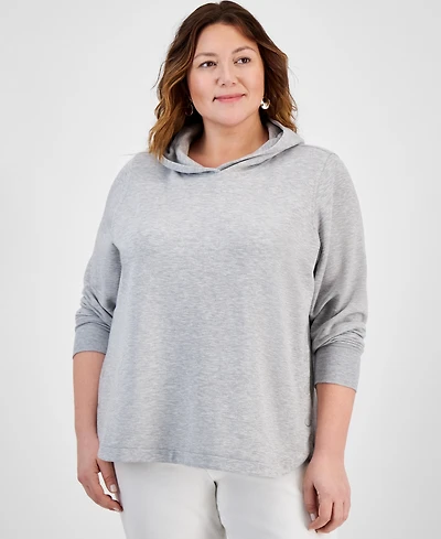 Style & Co Plus Side-Snap Fleece Hoodie, Exclusively at Macy's