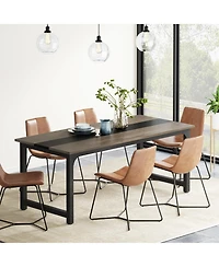 Tribesigns Rectangular Dinner Table with Heavy Duty Metal Legs,Industrial Kitchen for 6-8 Person