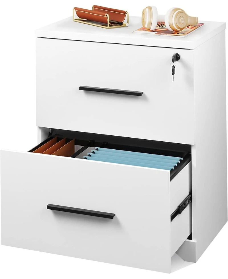 2-Drawer Wood Lateral File Cabinet with Lock for Office Home