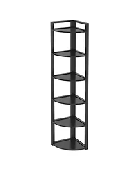 Tribesigns 70.9 Inch Tall Corner Bookshelf Small Bookcase Rustic Shelving Unit Storage Rack,6 Tier Shelf