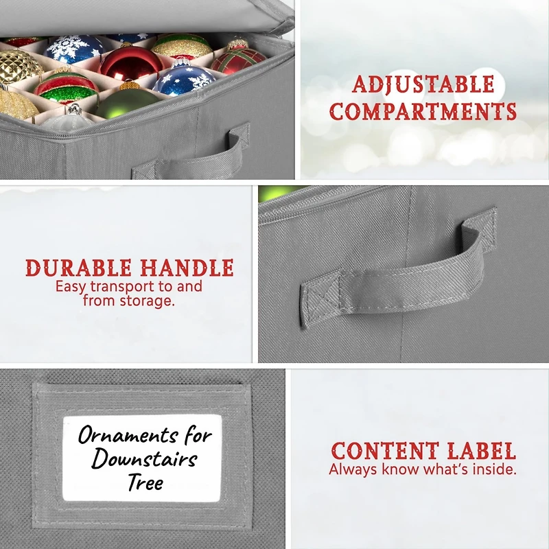 Florida Brands Christmas Ornaments Storage Box to Protect and Store up to 64-3" Ornaments