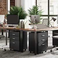 3 Drawer Wood Mobile File Cabinet Rolling Filing Cabinet for Letter/A4 Size