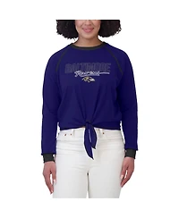 Wear by Erin Andrews Women's Purple Baltimore Ravens Tie-Front Long Sleeve T-Shirt