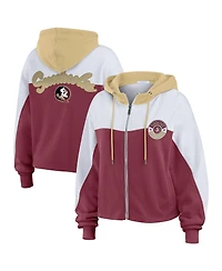 Wear by Erin Andrews Women's Garnet Florida State Seminoles Color-Block Full-Zip Hoodie