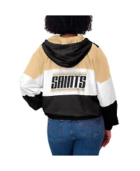 Wear by Erin Andrews Women's Black New Orleans Saints Color Block Full-zip Windbreaker Jacket