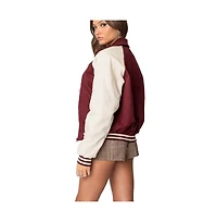Edikted Womens Varsity Oversized Bomber Jacket