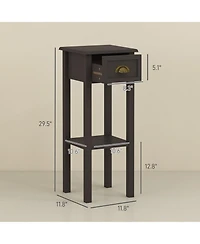 Homcom 2-Tier Side Table with Drawer Shelf for Living Room, Light