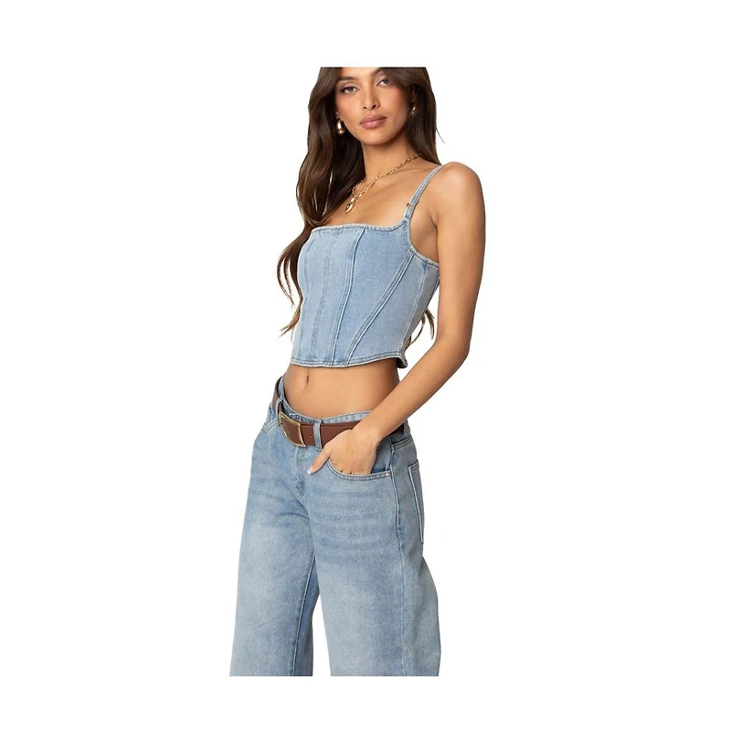 Edikted Womens Tennessee Denim Corset
