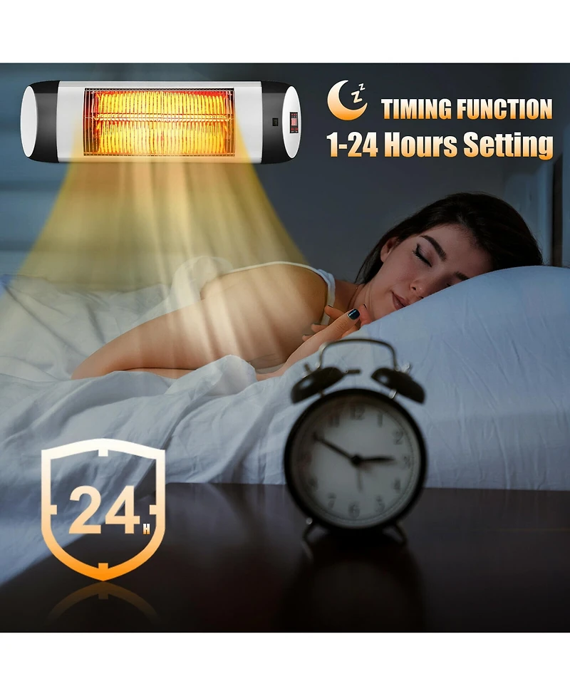 Gymax Wall-Mounted Electric Heater Patio Infrared Heater W/ Remote Control