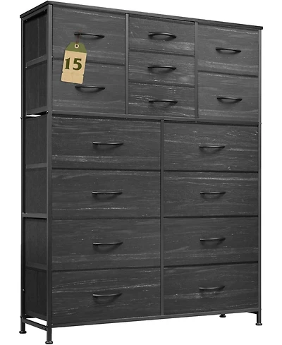 Wlive Tall Dresser for Bedroom Furniture Fabric Dressers Storage Tower with 15 Deep Drawers Closet Hallway Entryway Office w