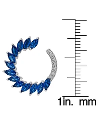 Blue Spinel (1-1/5 ct. t.w.) & Lab Grown White Sapphire (1/20 ct. t.w.) Marquise Spiral Hoop Earrings in Sterling Silver , 0.67"