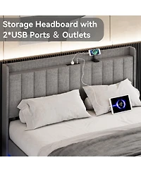 gaomon King Size Floating Bed Frame with Led Lights