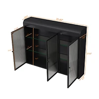 Streamdale Furniture 3 Door Arched Wall Mounted Glass Cabinets for Kitchen, Living Room and Bathroom(Black)