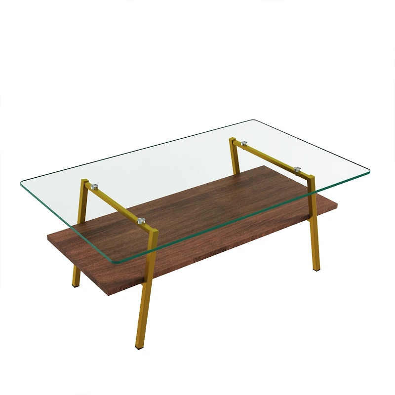 Coffee Table and End tables Set of 3, Tempered Glass Table with Mdf layer, Modern Tables for Living Room, Transparent Glass