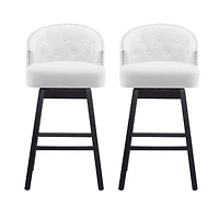Streamdale Furniture 33.25" Swivel Counter Stools Set of 2, Upholstered Counter Height Bar Stools with Solid Rubber Wood Frame, Backrest, Footres