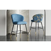 Streamdale Furniture Counter Height Bar Stools Set of 2, Jacquard Upholstered Bar Chairs, Metal Footrest and Frame for Kitchen,Dining Room,28"H S