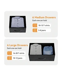 Dresser For Bedroom With 12 Drawer, Dressers & Chests Of Drawers For Hallway, Entryway, Storage Organizer Unit With Fabric, Sturdy Metal Frame