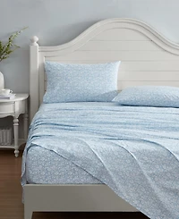 Laura Ashley 200-Thread Count Cotton Percale 4 -Pc. Sheet Set, King